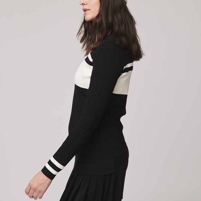 Long Sleeve Full Zip Stripe Sweater