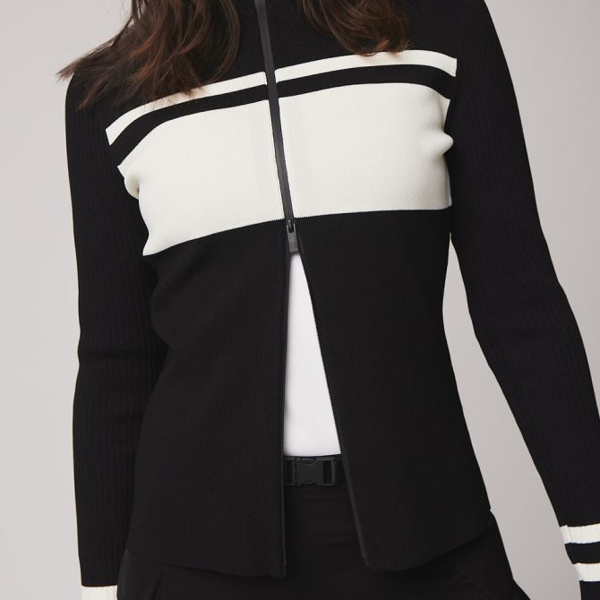 Long Sleeve Full Zip Stripe Sweater