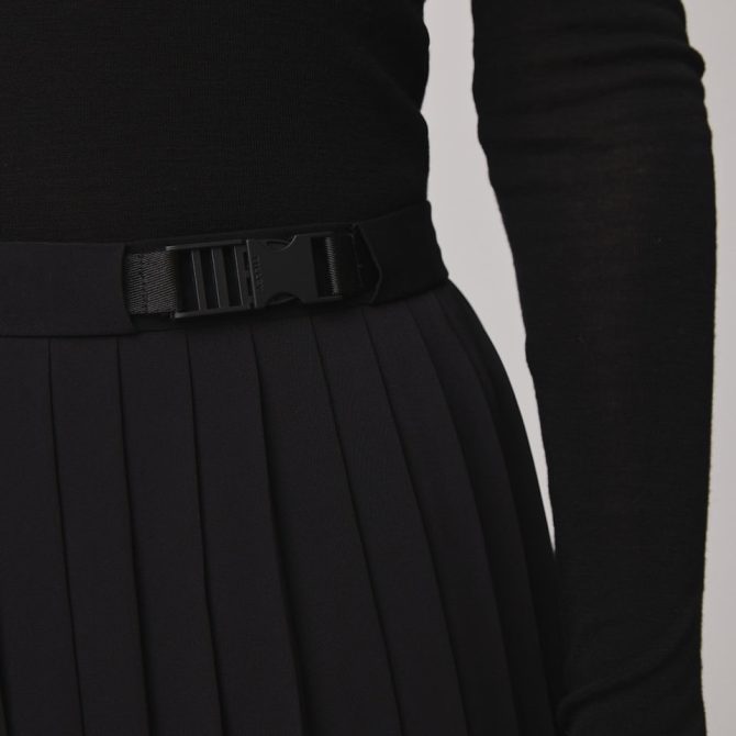 Tech Slk Pleated Midi Skirt