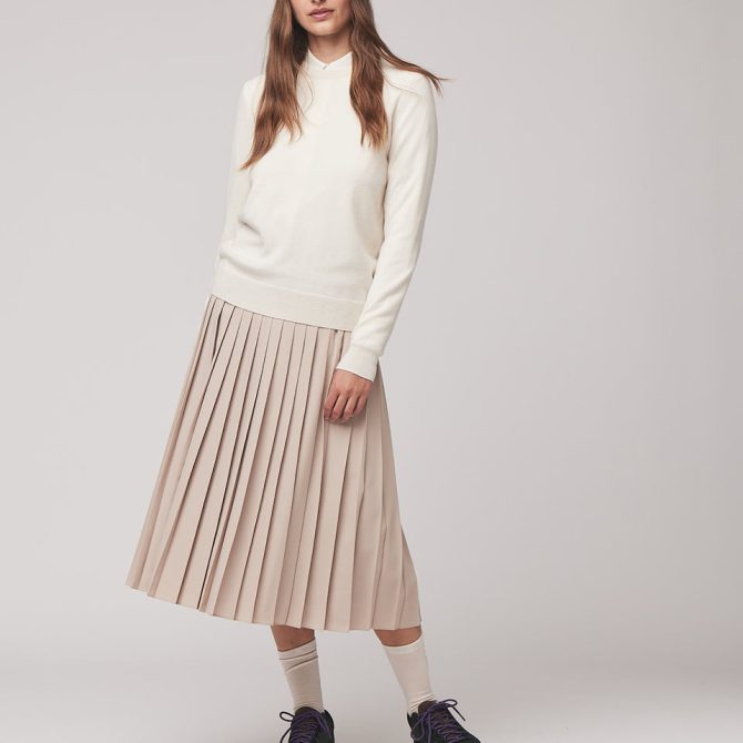 Tech Slk Pleated Midi Skirt