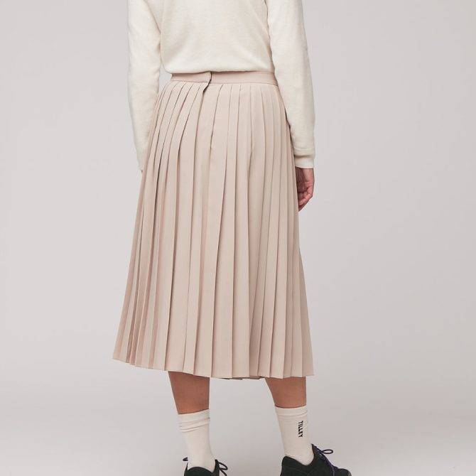 Tech Slk Pleated Midi Skirt