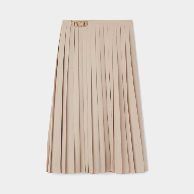 Tech Slk Pleated Midi Skirt